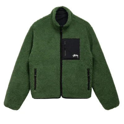 Stussy 8 Ball Sherpa Reversible Jacket ‘Green’