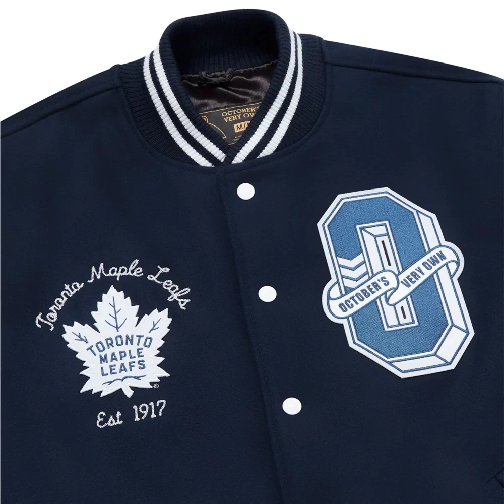 Toronto Maple Leafs OVO x NHL Blue Full-Snap Varsity Jacket