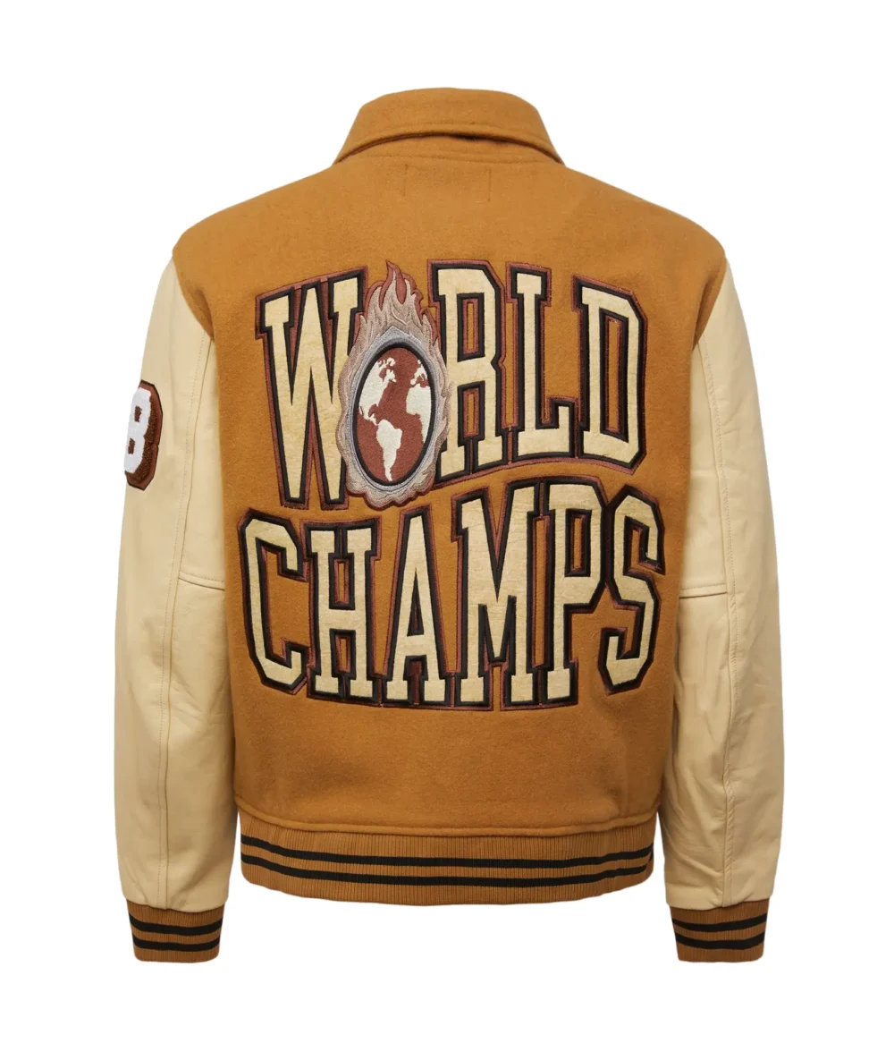 World Champs Homme Femme Letterman Brown & Camel Varsity Jacket