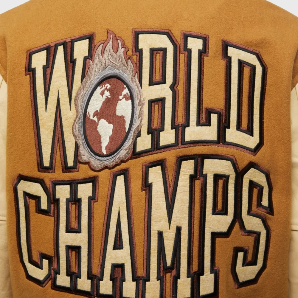 World Champs Homme Femme Letterman Brown & Camel Varsity Jacket