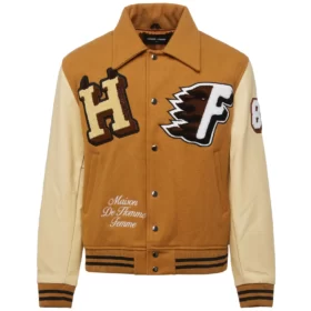 World Champs Homme Femme Letterman Brown & Camel Varsity Jacket