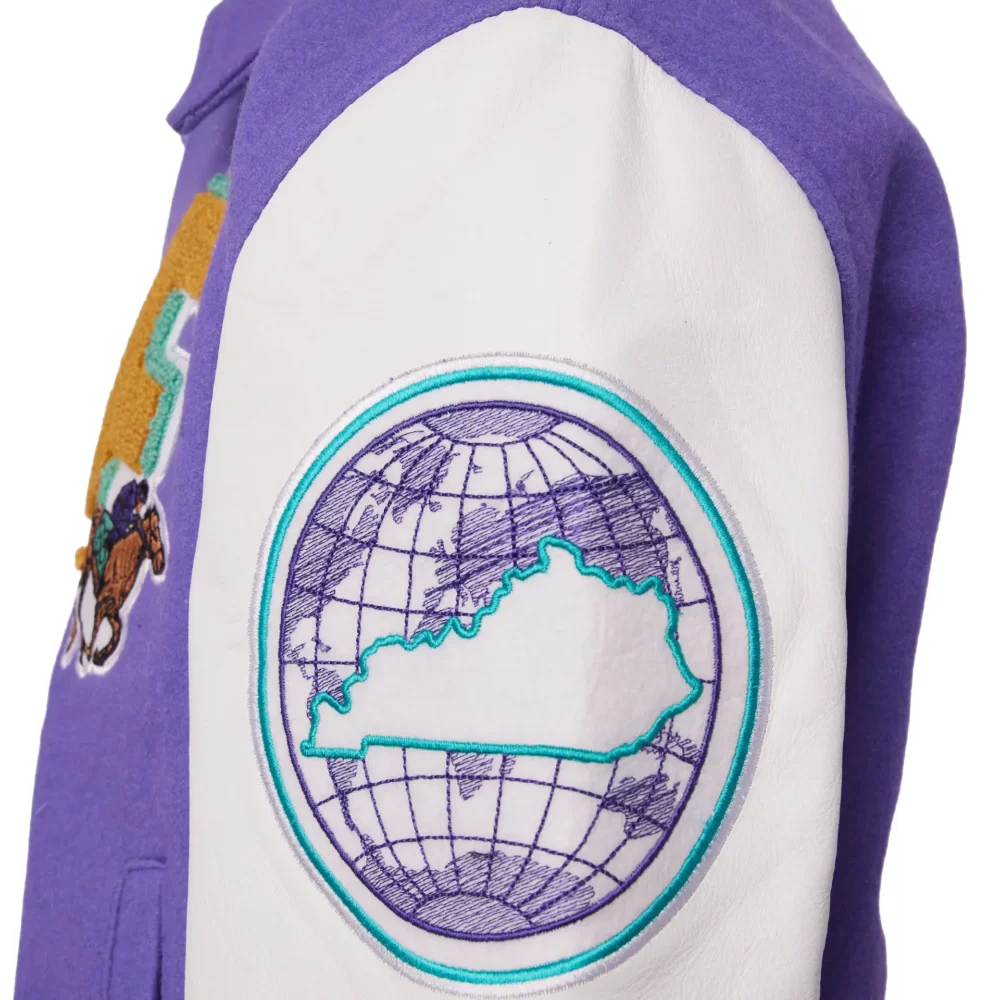 World Champs Homme Femme Letterman Purple & White Varsity Jacket