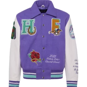 World Champs Homme Femme Letterman Purple & White Varsity Jacket