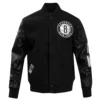 Brooklyn Nets Retro Classic Rib Wool & Leather Varsity Jacket