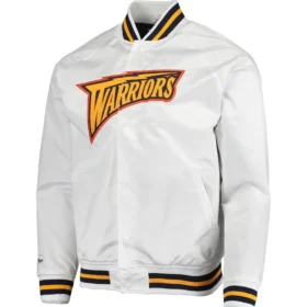 Golden State Warriors Hardwood Classics Raglan Satin Varsity Jacket