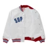 Supreme X Mitchell & Ness White Satin Varsity Jacket