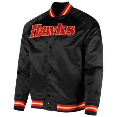 Atlanta Hawks Classic Black Satin Varsity Jacket