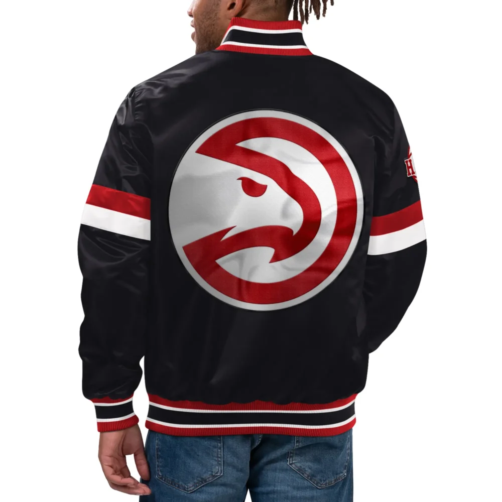 Atlanta Hawks Satin Varsity Black Jacket