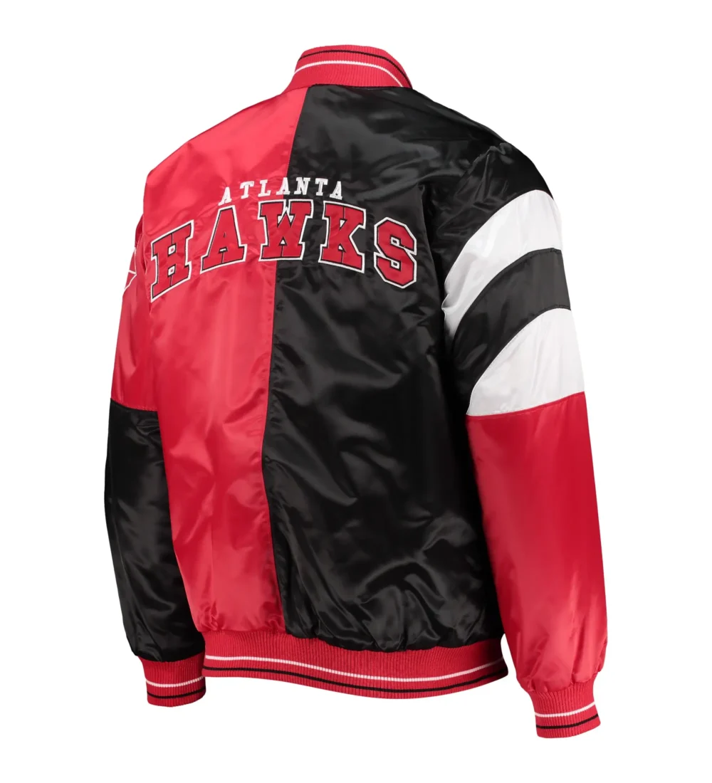 Atlanta Hawks Satin Varsity Jacket Black & Red