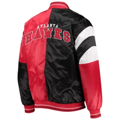 Atlanta Hawks Satin Varsity Jacket Black & Red