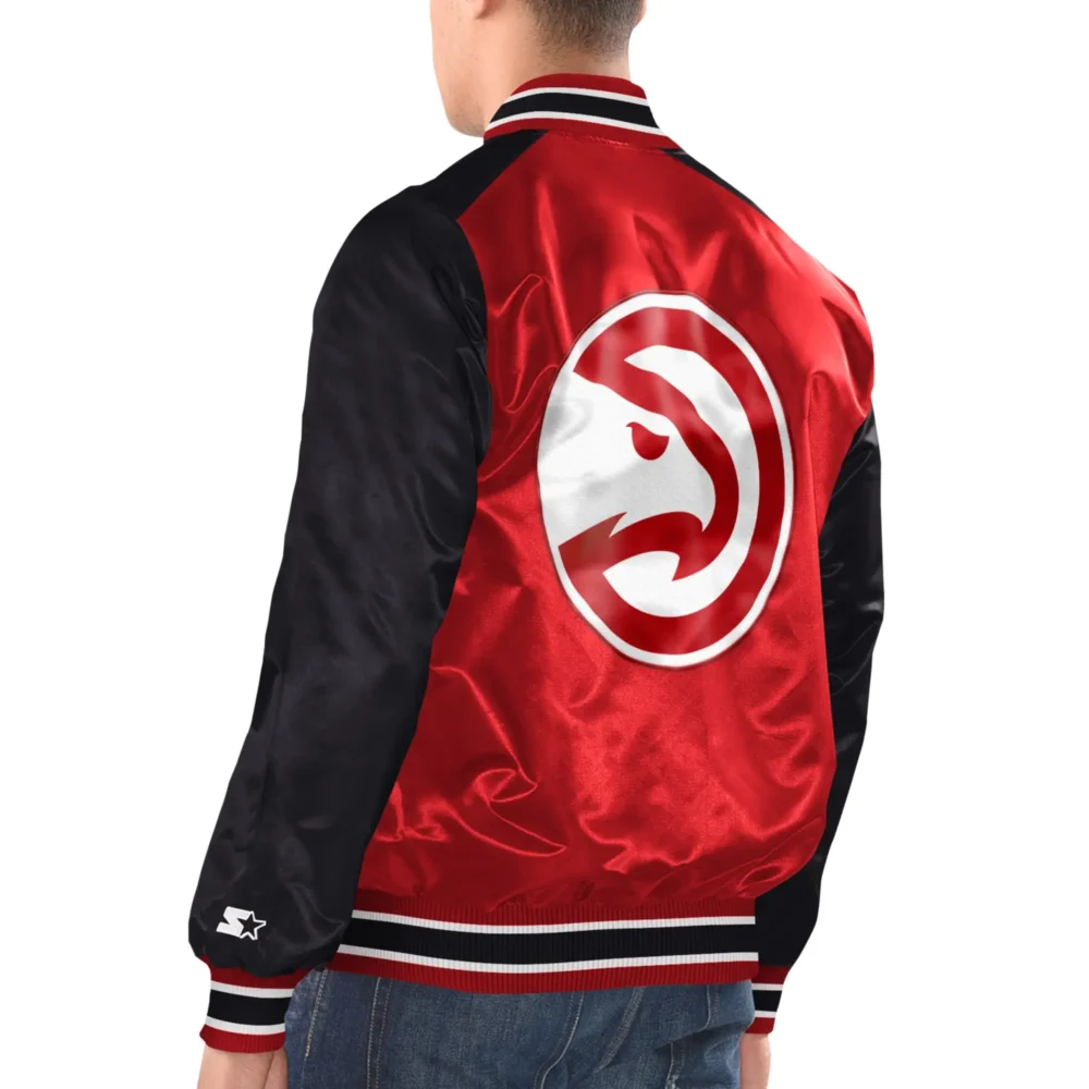 Atlanta Hawks Satin Varsity Jacket Red & Black