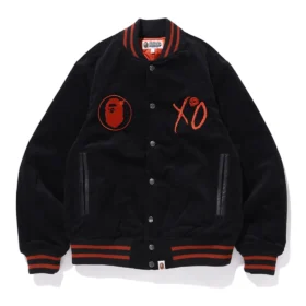 BAPE X XO Black Wool Varsity Jacket