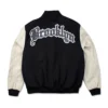 Brooklyn Nets Black/Cream Wool & Leather Varsity Jacket