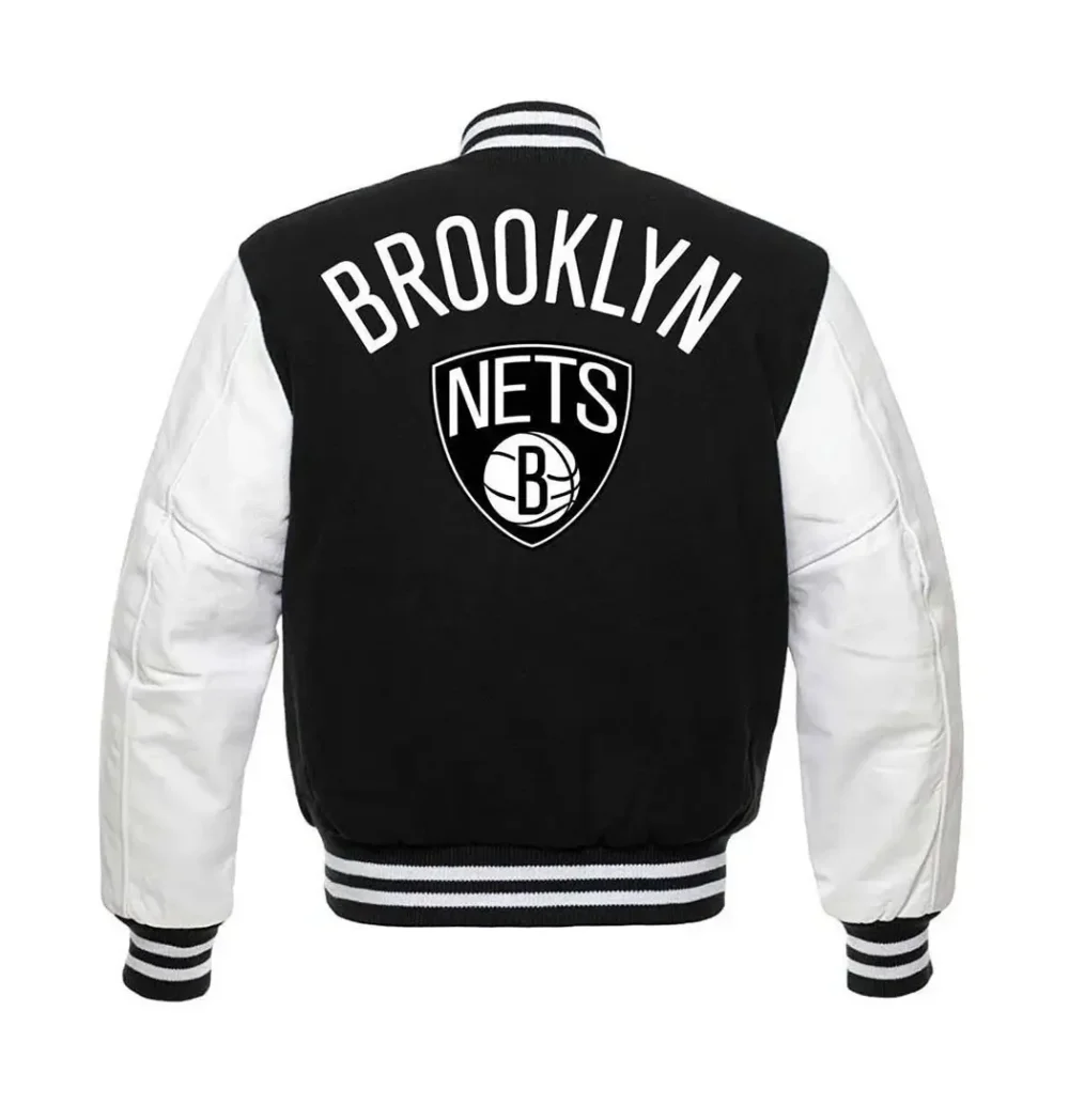 Brooklyn Nets Letterman Wool & Leather Varsity Jacket