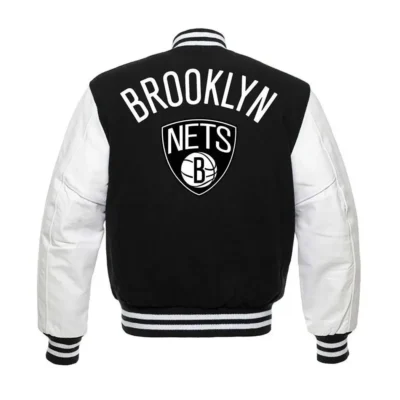 Brooklyn Nets Letterman Wool & Leather Varsity Jacket