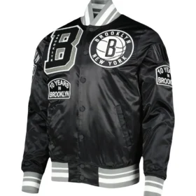 Brooklyn Nets Pro Standard Black Capsule Satin Varsity Jacket