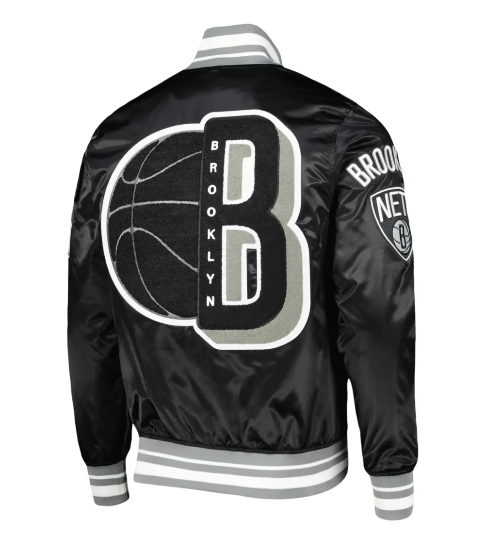 Brooklyn Nets Pro Standard Black Capsule Satin Varsity Jacket