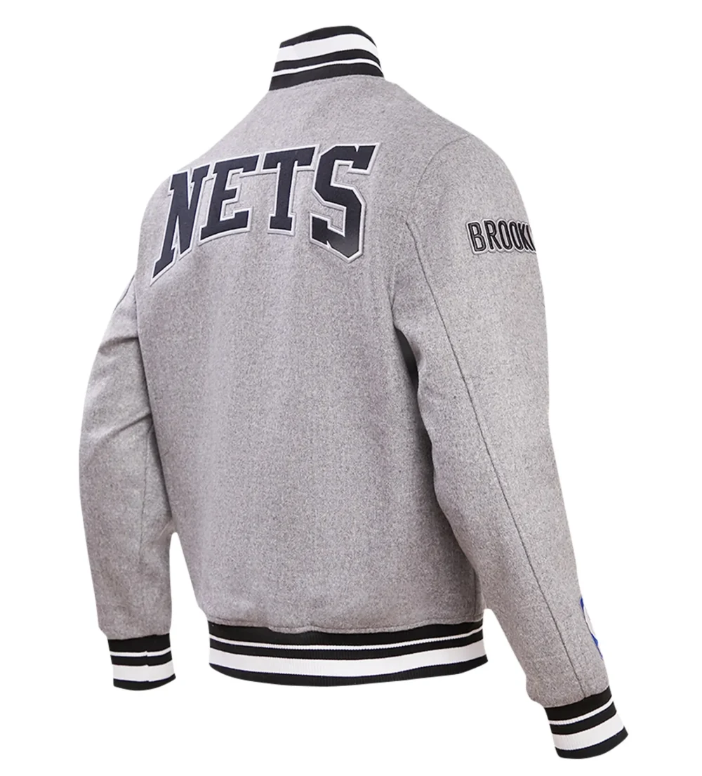 Brooklyn Nets Pro Standard Heather Crest Emblem Varsity Jacket