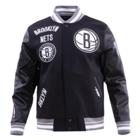 Brooklyn Nets Retro Classic Wool & Leather Varsity Jacket