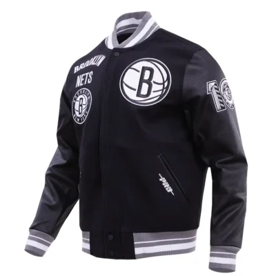 Brooklyn Nets Retro Classic Wool & Leather Varsity Jacket