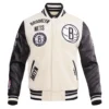 Brooklyn Nets Retro Classic Rib Wool & Leather Varsity Jacket