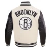 Brooklyn Nets Retro Classic Rib Wool & Leather Varsity Jacket