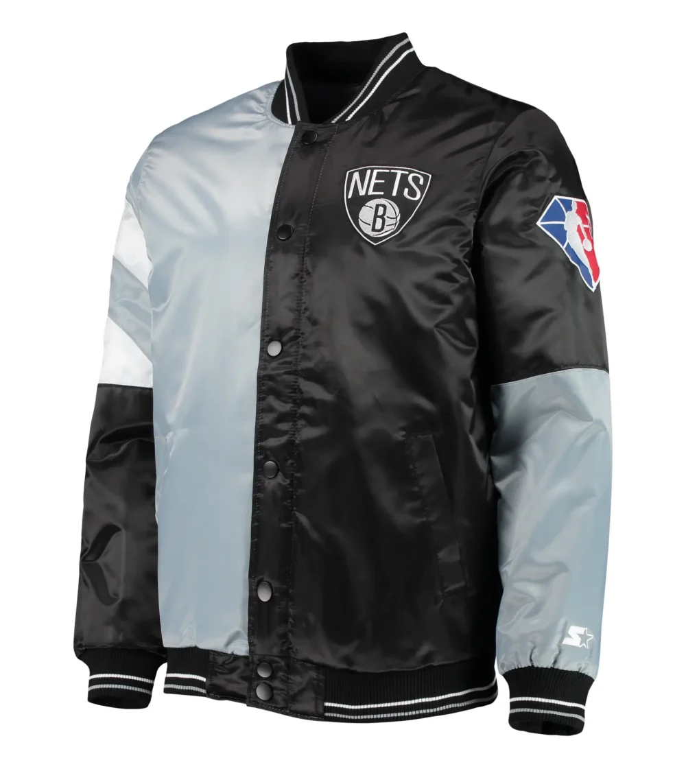 Brooklyn Nets Starter Leader Satin Varsity Jacket