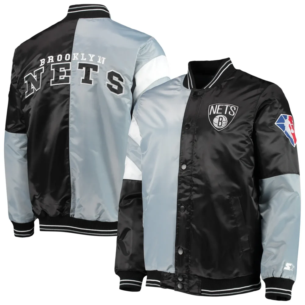 Brooklyn Nets Starter Leader Satin Varsity Jacket