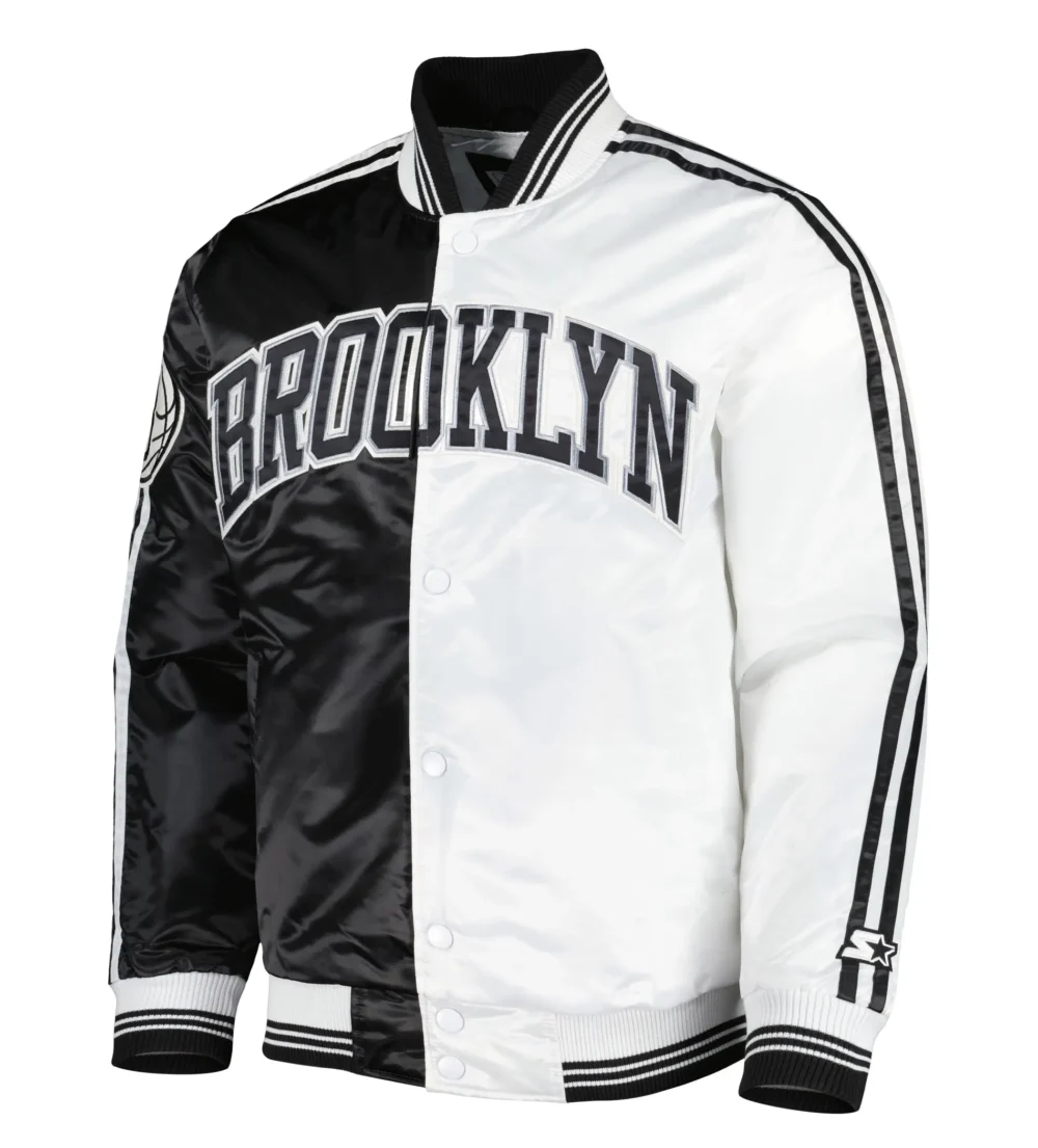 Brooklyn Nets Starter Fast Break Satin Varsity Jacket