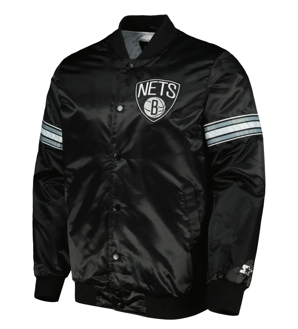 Brooklyn Nets Starter Pick & Roll Satin Varsity Jacket