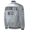 Brooklyn Nets Starter Slider Gray Satin Varsity Jacket