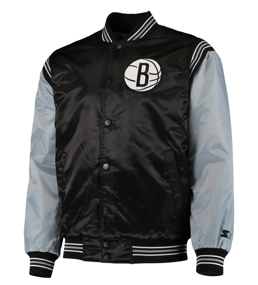 Brooklyn Nets Starter The Enforcer Satin Varsity Jacket