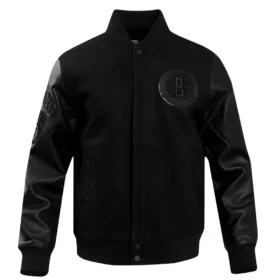 Brooklyn Nets Triple Black Varsity Jacket