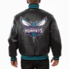 Charlotte Hornets Varsity Jacket Black Leather