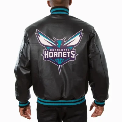 Charlotte Hornets Varsity Jacket Black Leather