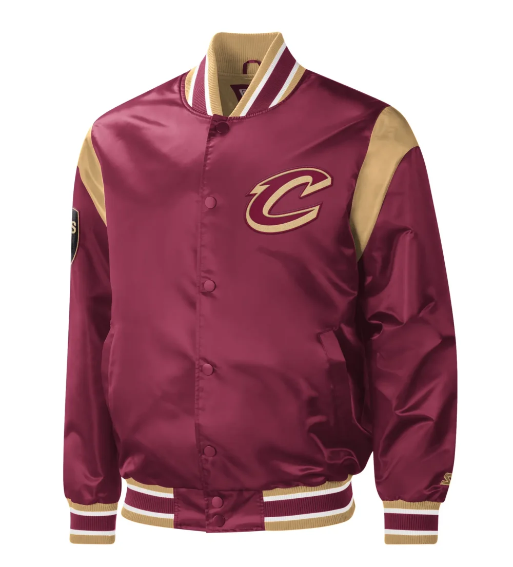 Cleveland Cavaliers Starter Wine Force Play Maroon Satin Varsity Jacket