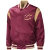 Cleveland Cavaliers Starter Wine Force Play Maroon Satin Varsity Jacket