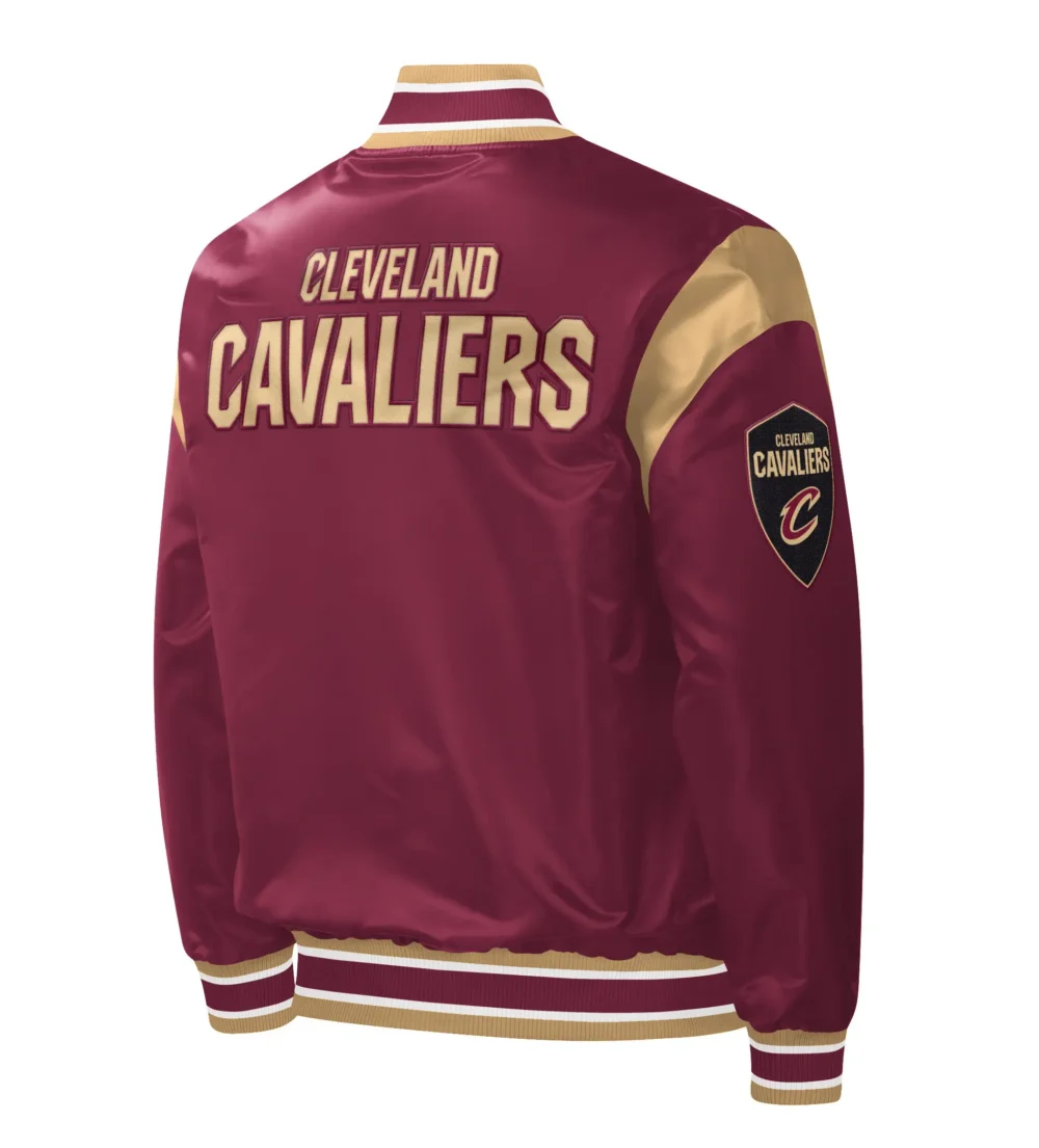 Cleveland Cavaliers Starter Wine Force Play Maroon Satin Varsity Jacket