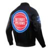 Detroit Pistons Big Logo Black Satin Varsity Jacket