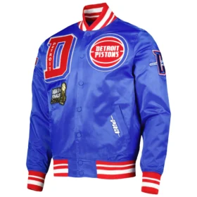 Detroit Pistons Pro Standard Finals 3x Champions Mash Up Capsule Satin Varsity Jacket