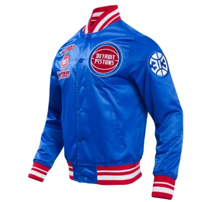 Detroit Pistons Retro Classic Rib Satin Varsity Jacket