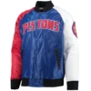 Detroit Pistons Starter Tricolor Remix Raglan Satin Varsity Jacket