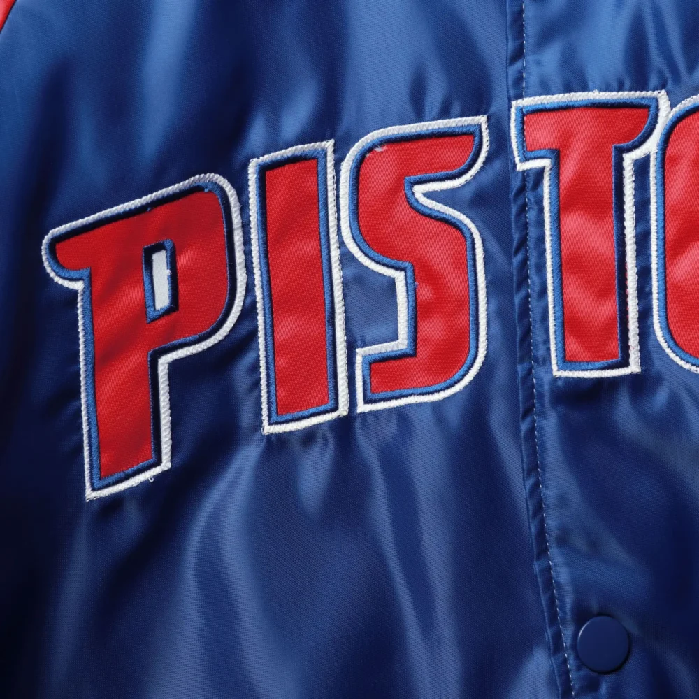 Detroit Pistons Starter Tricolor Remix Raglan Satin Varsity Jacket