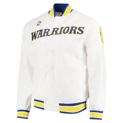 Golden State Warriors Authentic Warm Up White Varsity Jacket