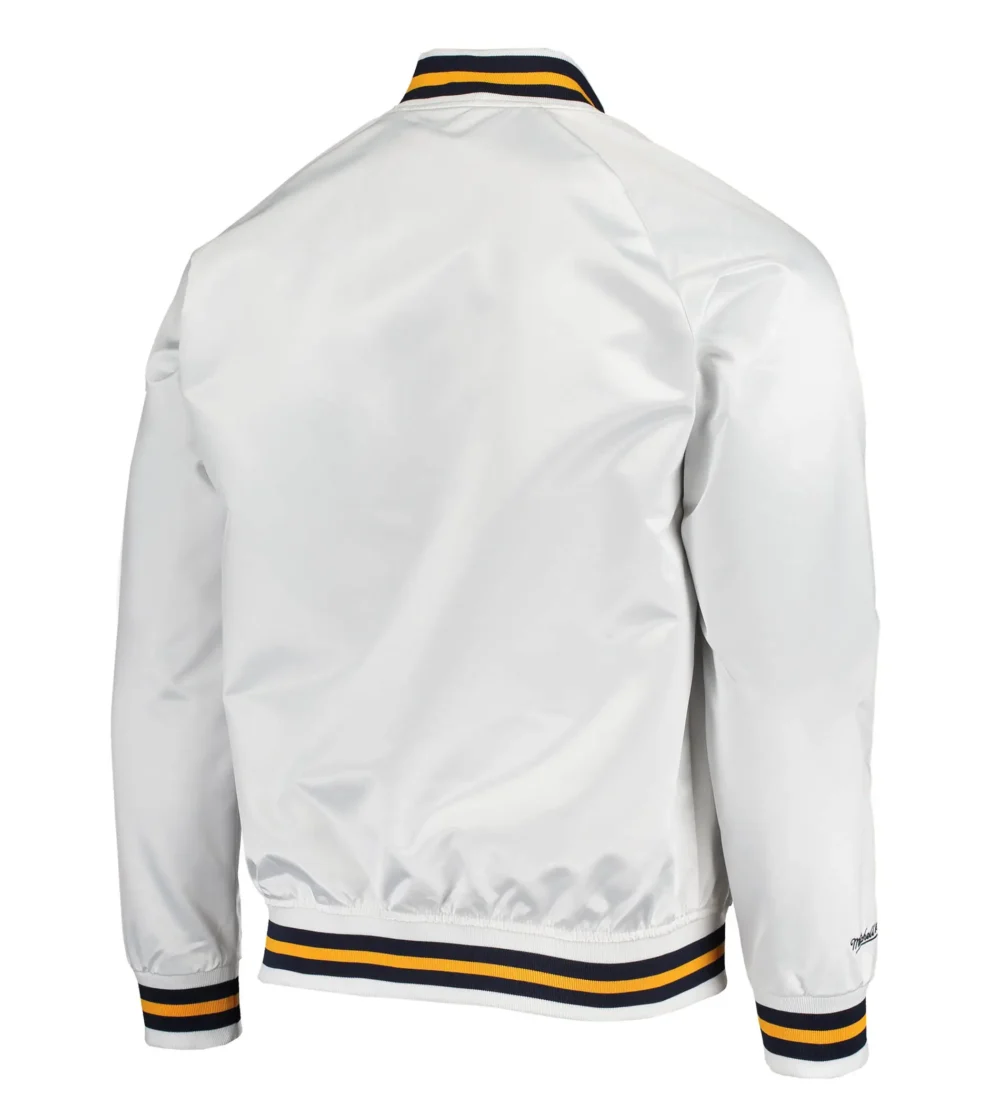 Golden State Warriors Hardwood Classics Raglan Satin Varsity Jacket