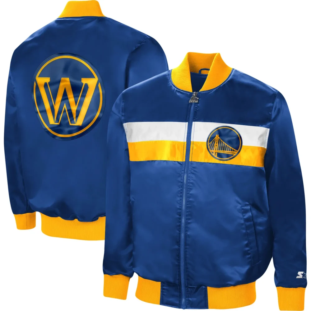 Golden State Warriors Starter Reliever Varsity Satin Raglan Jacket