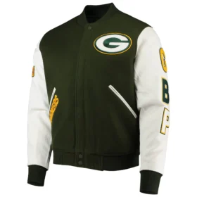 Green Bay Packers Standard Logo Green & White Varsity Jacket