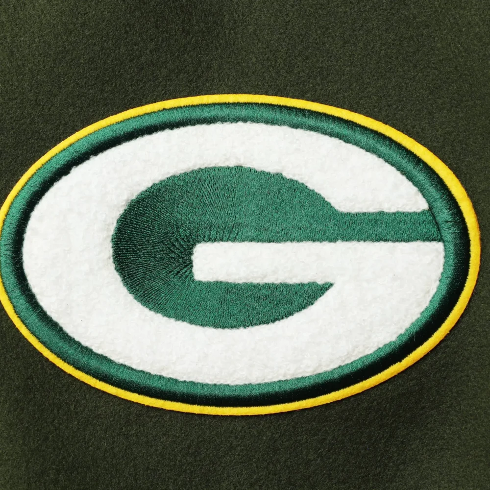 Green Bay Packers Standard Logo Green & White Varsity Jacket