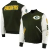 Green Bay Packers Standard Logo Green & White Varsity Jacket