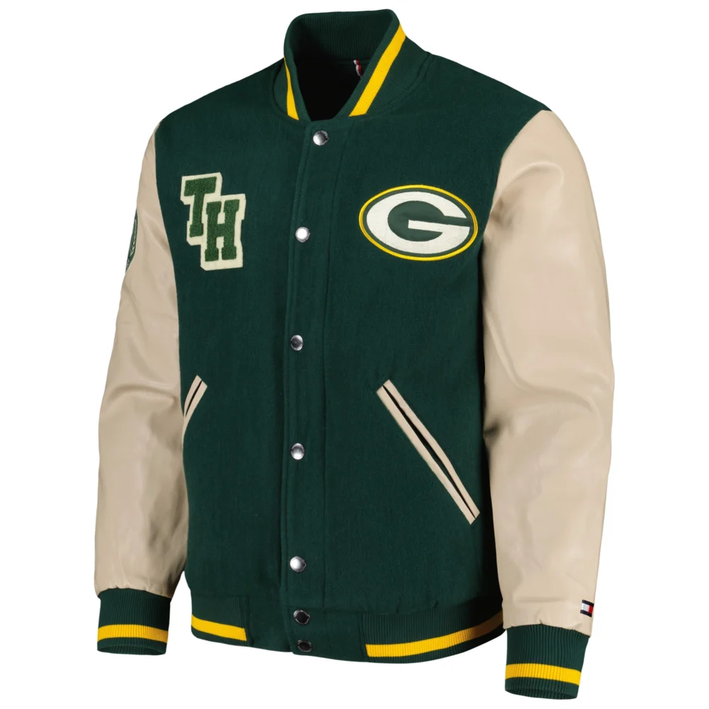 Green Bay Packers Tommy Hilfiger Wool & Leather Varsity Jacket